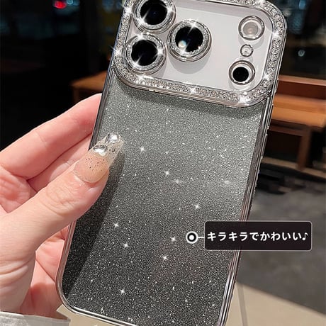 iphone18pro/17pro ケース キラキラ ストーン スマホケース クリア iphone16/15ケース カメラフィルム 一体型 R108