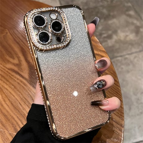 iphone18pro/17pro ケース キラキラ ストーン スマホケース クリア iphone16/15ケース カメラフィルム 一体型 R108