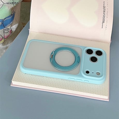 EASONCASE 360°スタンド付く iphone17/17pro ケース 半 透明 スマホケース iphone17promax/16promax ケース 夏 っ ぽい R479