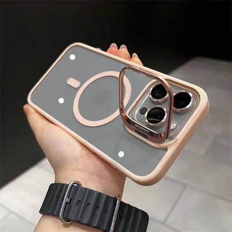iphone17/17air ケース magsafe 対応 クリア スマホケース カメラリング 付き iphone16/15 ケース 隠れスタンド R209