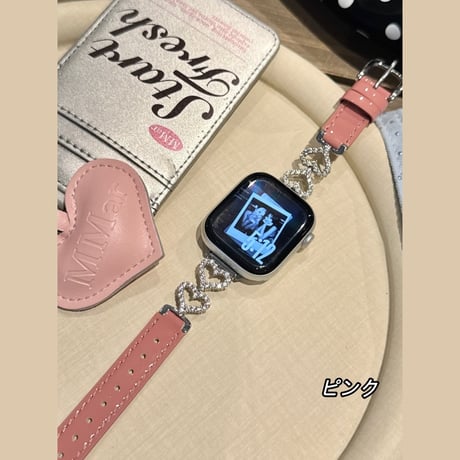 apple watch バンド レザー アップル ウォッチ バンド ライン ストーン ハート R440