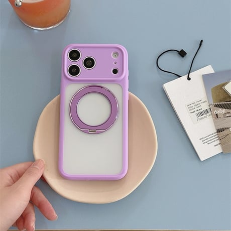 EASONCASE 360°スタンド付く iphone17/17pro ケース 半 透明 スマホケース iphone17promax/16promax ケース 夏 っ ぽい R479