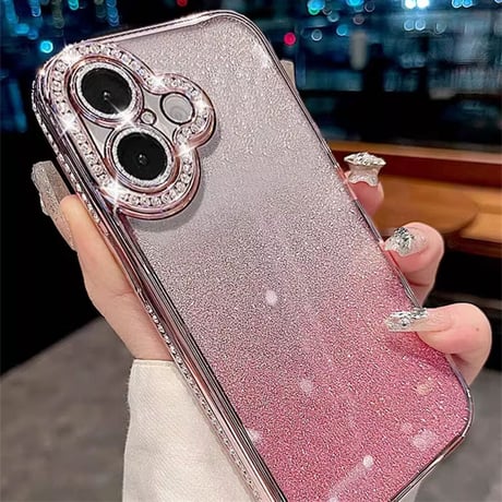 iphone18pro/17pro ケース キラキラ ストーン スマホケース クリア iphone16/15ケース カメラフィルム 一体型 R108