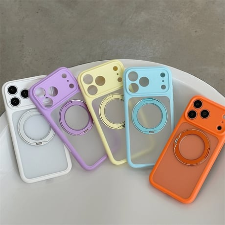 EASONCASE 360°スタンド付く iphone17/17pro ケース 半 透明 スマホケース iphone17promax/16promax ケース 夏 っ ぽい R479