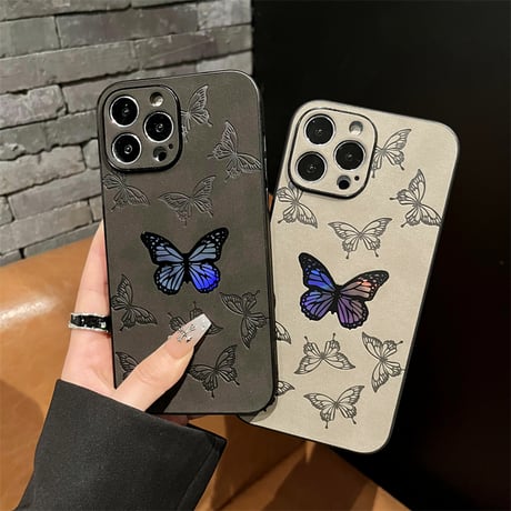 バタフライ iphoneケース iphone15 ケース レーザー 変色 可愛い R149