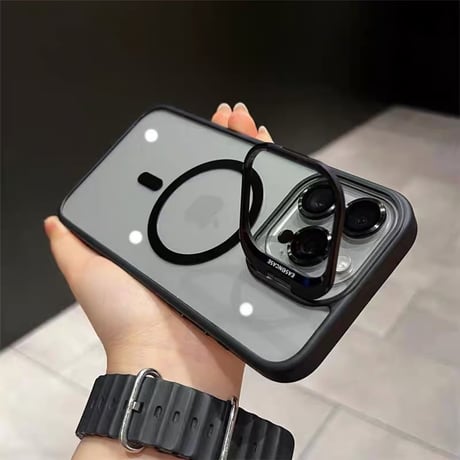 iphone17/17air ケース magsafe 対応 クリア スマホケース カメラリング 付き iphone16/15 ケース 隠れスタンド R209
