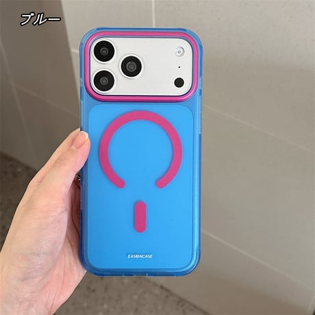 EASONCASE 【magsafe対応】iphone17/17pro ケース カラフル iphone16pro/16promax ケース 半透明 衝撃に強い R445