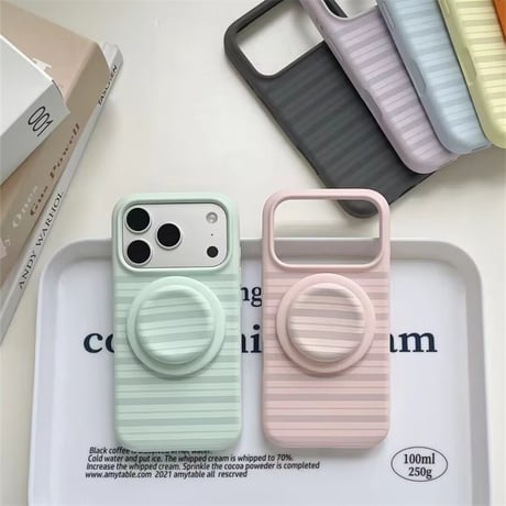 【Magsafe対応】iphone ケース シリコン iphone ケース ボーダー柄 マカロンカラー スマホケース グリップ付き R450
