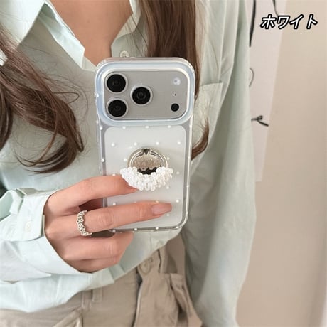 iphone17 ケース ドット 柄 iphone17pro/16pro/15 ケース グリップ付き 流行り 可愛い スマホケース 韓国 R458