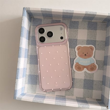 iphone17 ケース ドット 柄 iphone17pro/16pro/15 ケース グリップ付き 流行り 可愛い スマホケース 韓国 R458
