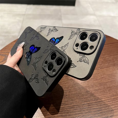 バタフライ iphoneケース iphone15 ケース レーザー 変色 可愛い R149