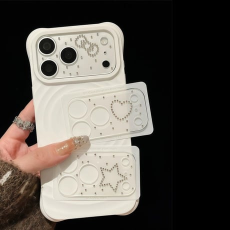 iphone17pro/17promax カメラ保護フィルム キラキラ カメラレンズカバー ストーン デコ かわいい R467