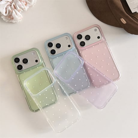 iphone17 ケース ドット 柄 iphone17pro/16pro/15 ケース グリップ付き 流行り 可愛い スマホケース 韓国 R458