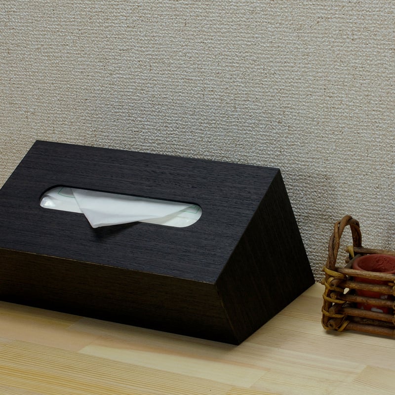 木目調ティッシュBOX スラント ブラック・ブラウン・ナチュラル | 【木