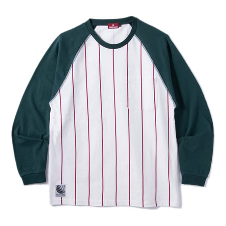 HELLRAZOR BORN H POCKET RAGLAN LS SHIRT White Green