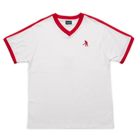 PASS~PORT (パスポート) WORKERS STRIPE ORGANIC TEE White/Red
