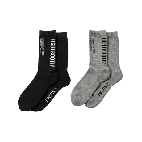TIGHTBOOTH (タイトブース) LABEL LOGO SOCKS Black / Grey