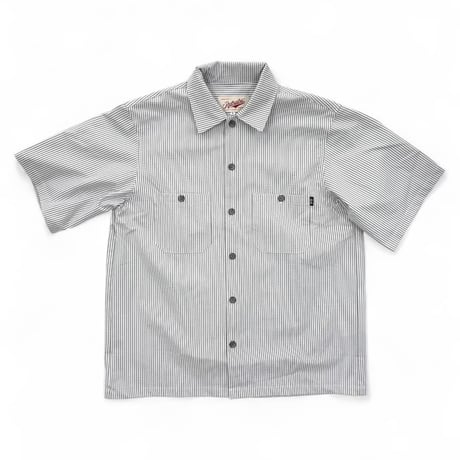 坩堝 POLY DYED SEERSUCKER STRIPE S/S SHIRTS White/Gray