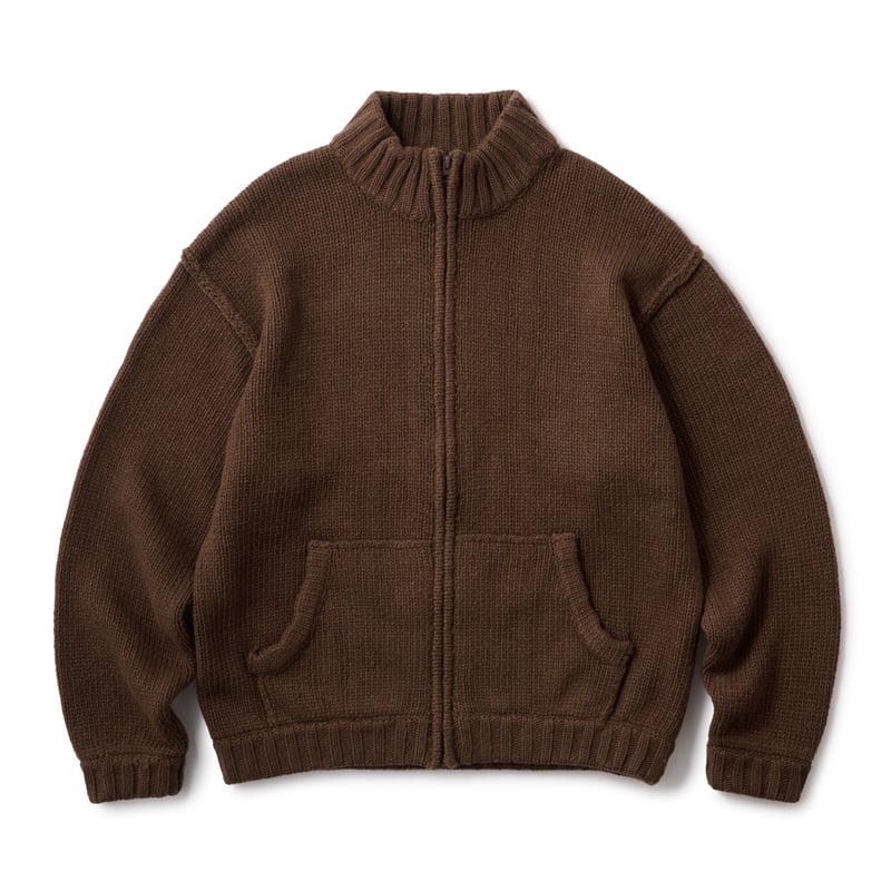 HELLRAZOR (ヘルレイザー) LOGO FULL ZIP KNIT Brown | S