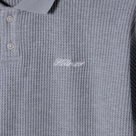 HELLRAZOR SCRIPT LOGO WAFFLE POLO SHIRT Grey