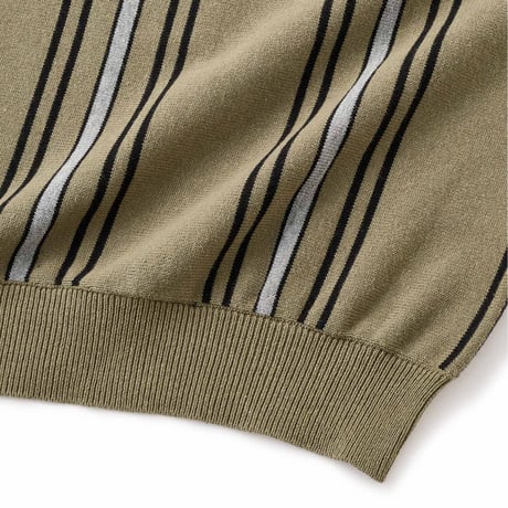 FTC STRIPE KNIT POLO Olive