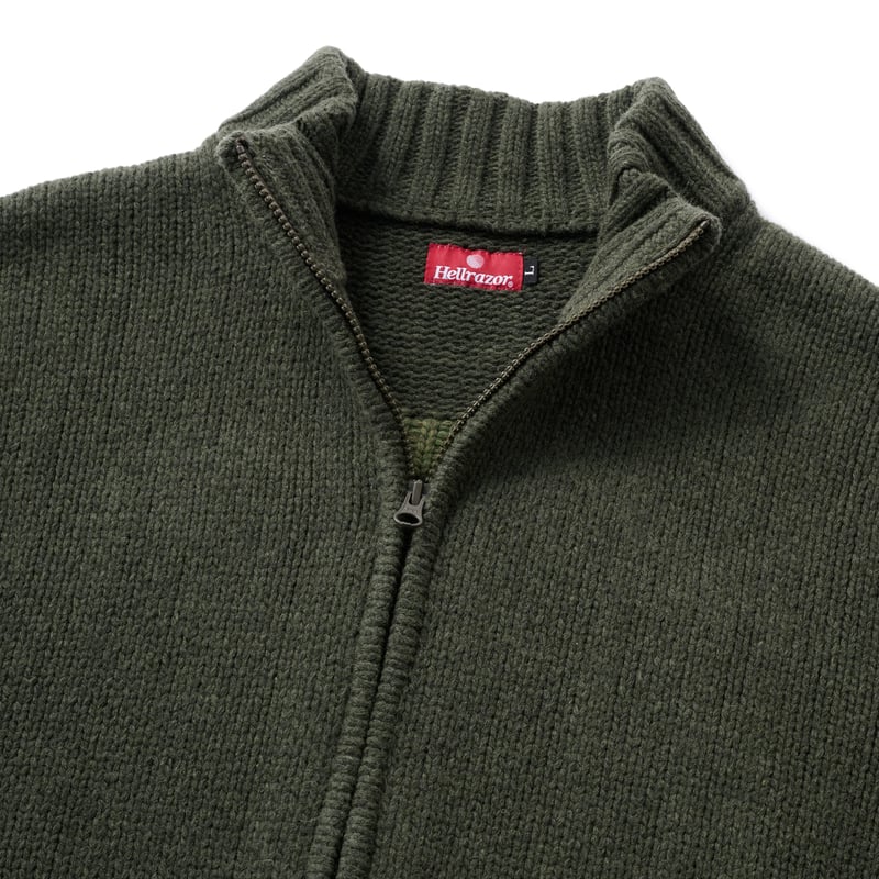 HELLRAZOR (ヘルレイザー) LOGO FULL ZIP KNIT Green | S