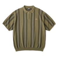 FTC STRIPE KNIT POLO Olive