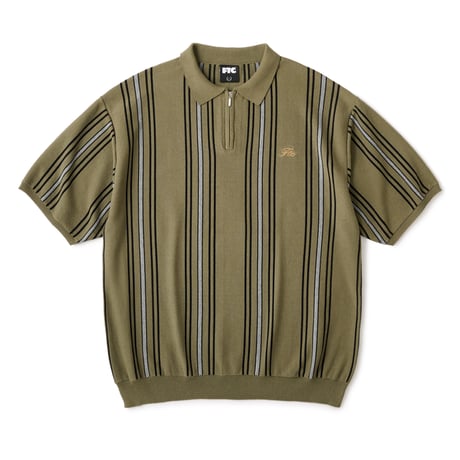 FTC STRIPE KNIT POLO Olive