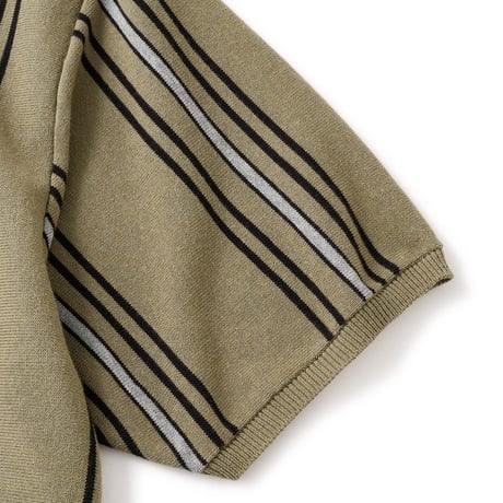 FTC STRIPE KNIT POLO Olive
