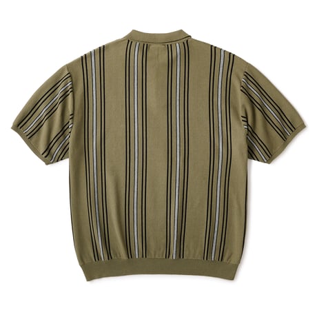 FTC STRIPE KNIT POLO Olive