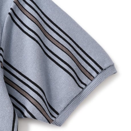 FTC STRIPE KNIT POLO Slate