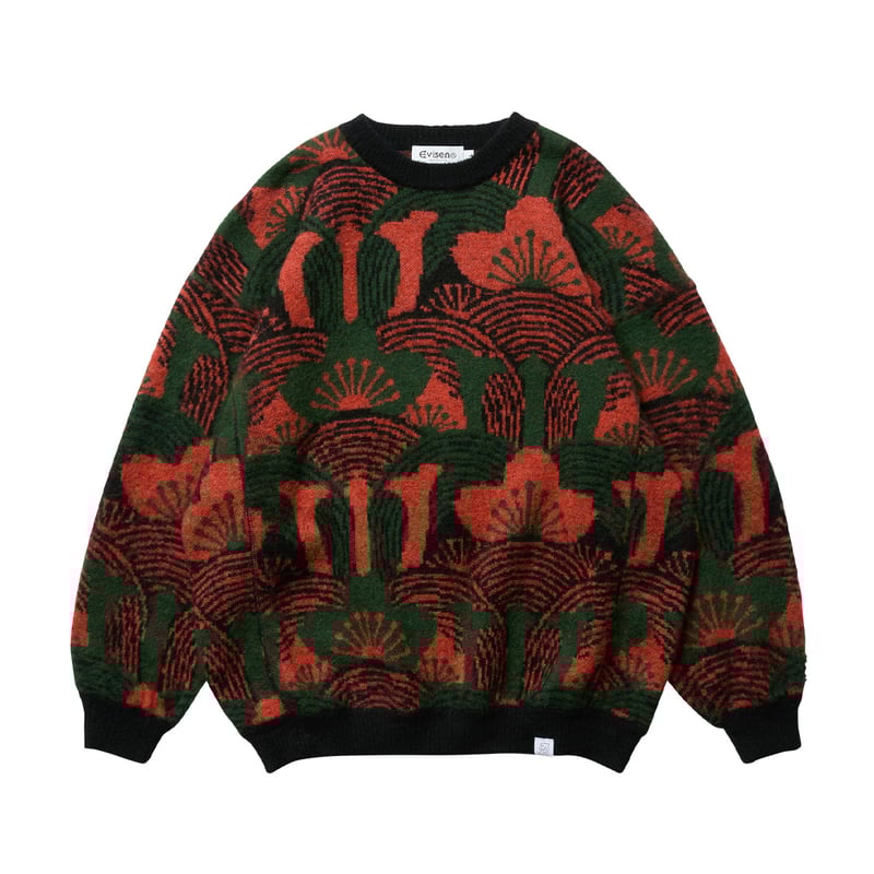 EVISEN (エビセン) KABUTO MOHAIR CREW KNIT Orange/Gr