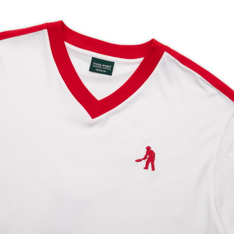 PASS~PORT (パスポート) WORKERS STRIPE ORGANIC TEE White/Red