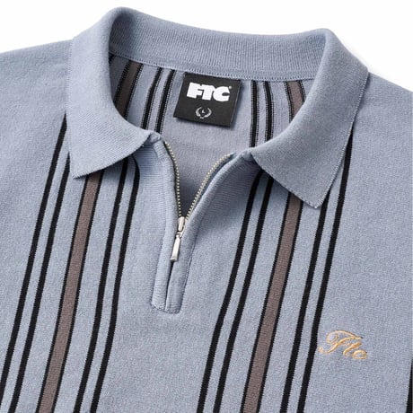FTC STRIPE KNIT POLO Slate