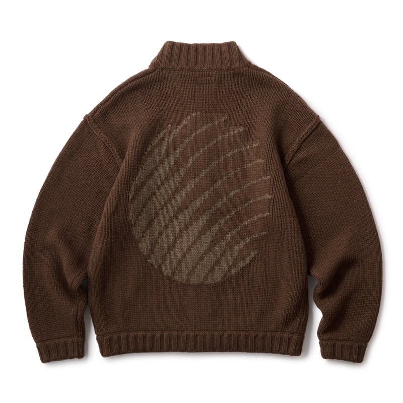 HELLRAZOR (ヘルレイザー) LOGO FULL ZIP KNIT Brown | S