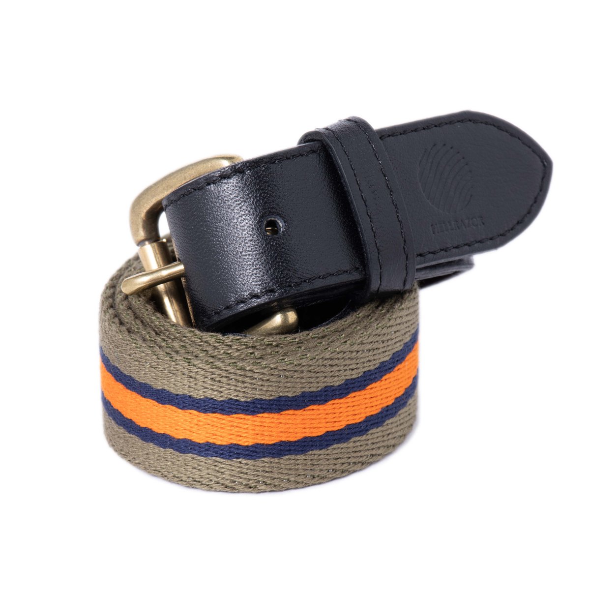 HELLRAZOR TRIM STRIPED LEATHER BELT Olive / Ora