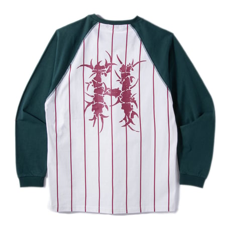 HELLRAZOR BORN H POCKET RAGLAN LS SHIRT White Green