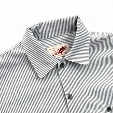 坩堝 POLY DYED SEERSUCKER STRIPE S/S SHIRTS White/Gray