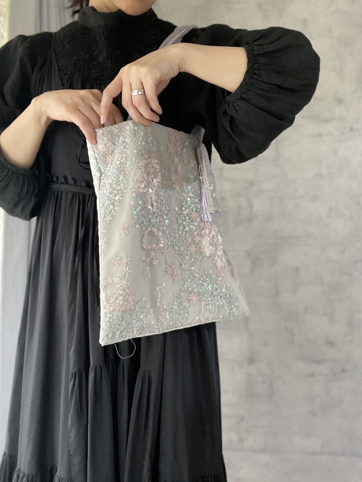 スパンコール刺繍トートバッグ | natane:hana