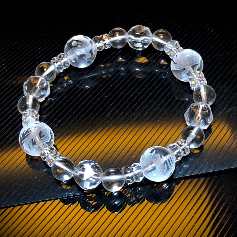 宝石質/最強品質】天然水晶＊極上カット3種類＊天然石ブレスレット