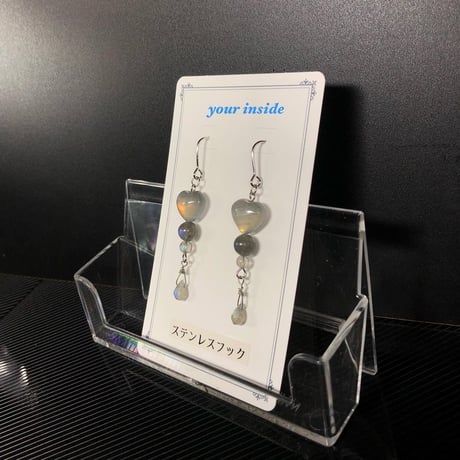 ラブラドライト ハート 天然石 ピアス