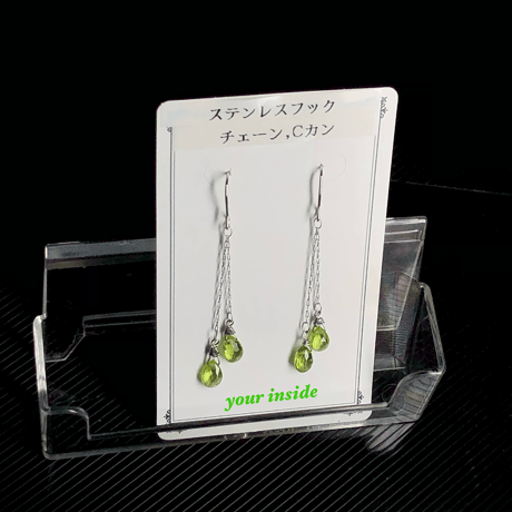 ペリドット ステンレス 天然石 ピアス