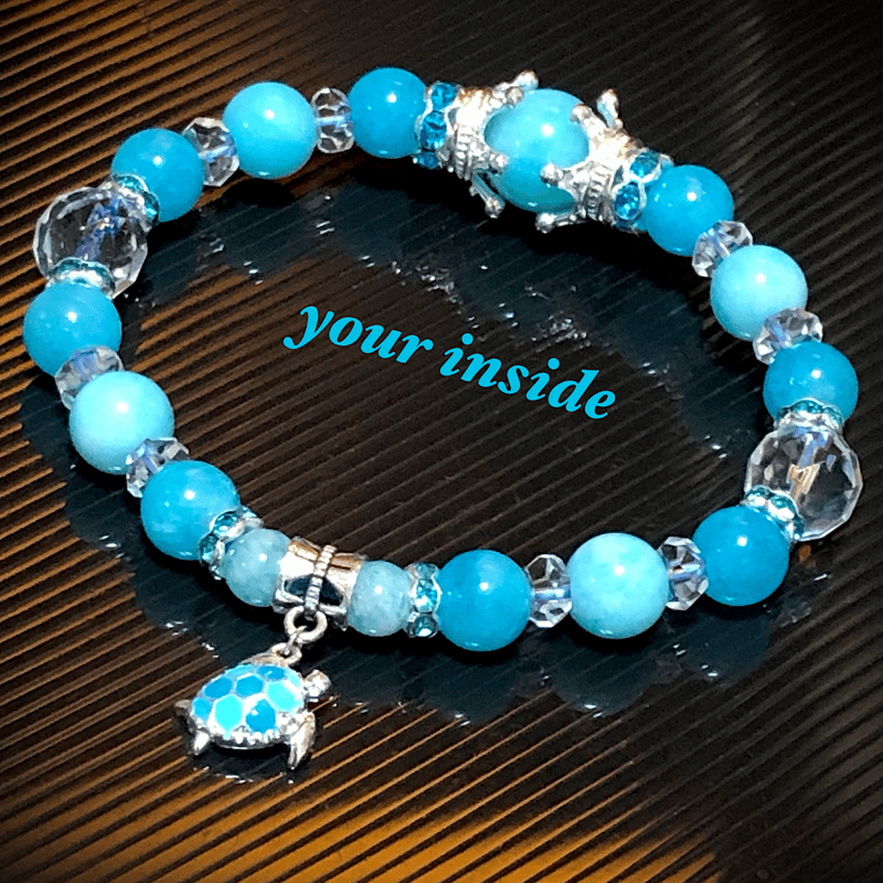 アマゾナイト デザイン ウミガメ 天然石ブレスレット | 💎 天然石