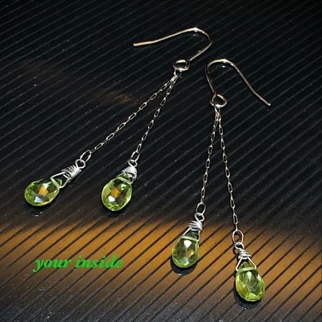 ペリドット ステンレス 天然石 ピアス