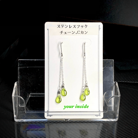 ペリドット ステンレス 天然石 ピアス