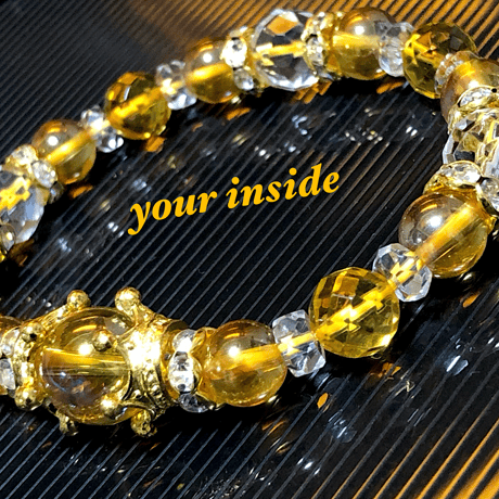 ゴールデンオーラ クリスタル 水晶 デザイン 天然石ブレスレット