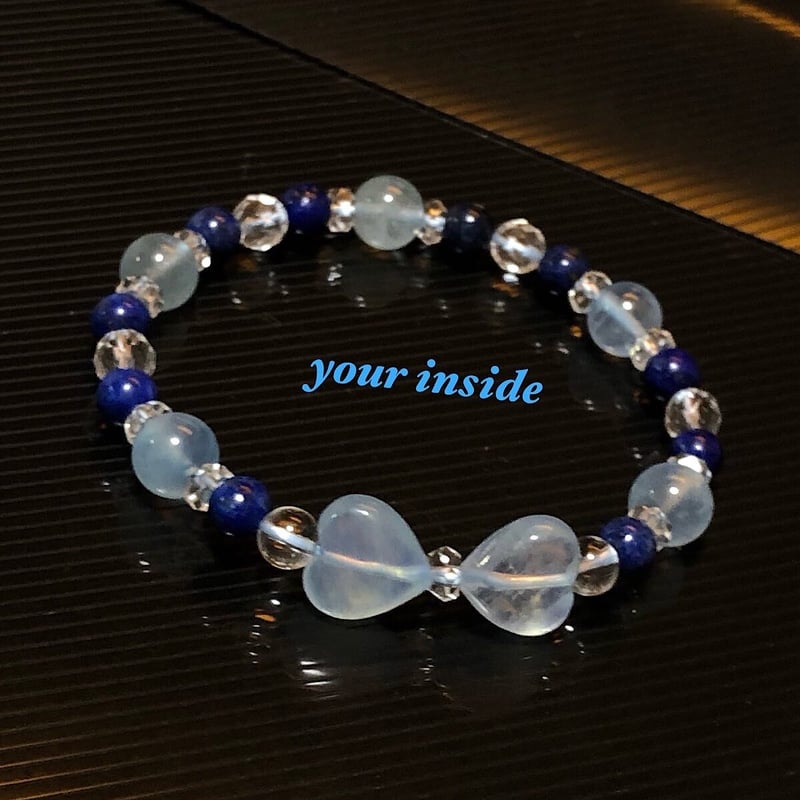 天然石　アクアマリン　ハートブレスレット アクアマリン ハート リボン 天然石 ブレスレット | 💎 天然石