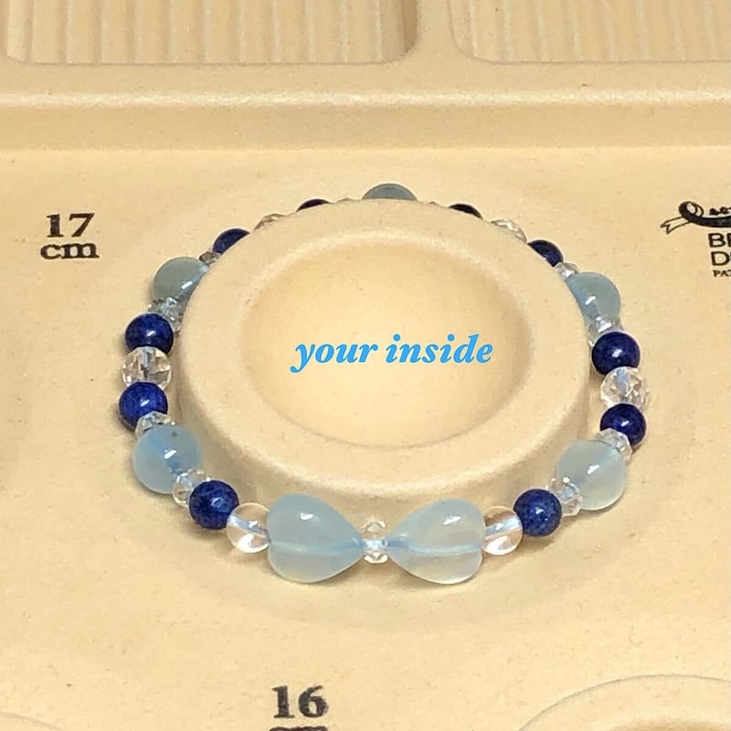 天然石　アクアマリン　ハートブレスレット アクアマリン ハート リボン 天然石 ブレスレット | 💎 天然石