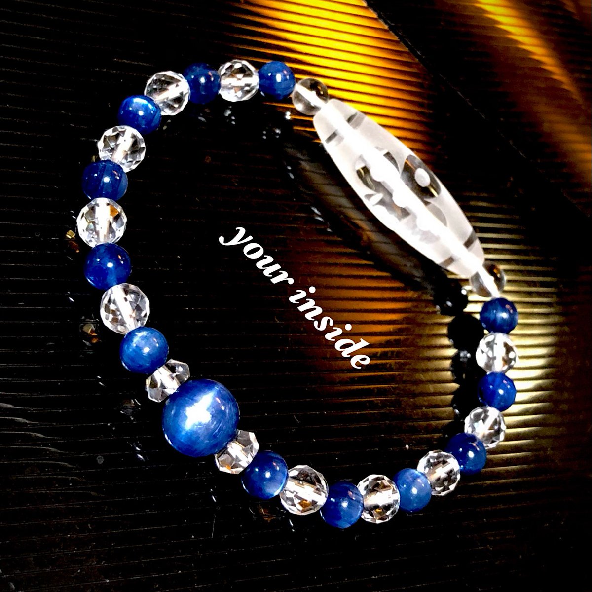 カイヤナイト 星辰天珠　ブレスレット 閃電五眼天珠型 水晶 カイヤナイト 天然石ブレスレット | 💎 天然石