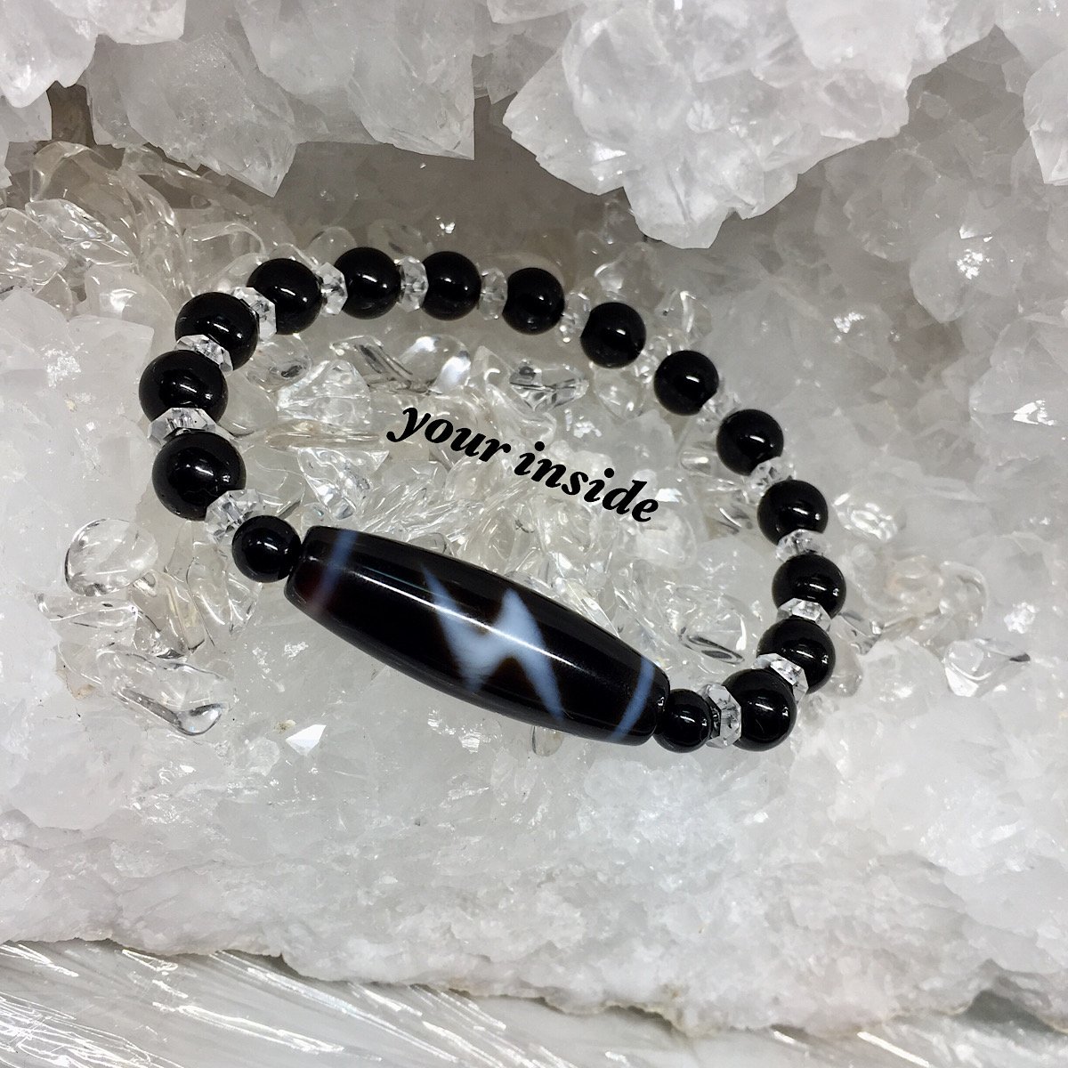 閃電五眼天珠&本水晶ブレス 閃電五眼天珠 天然石ブレスレット | 💎 天然石アクセサリー ユア